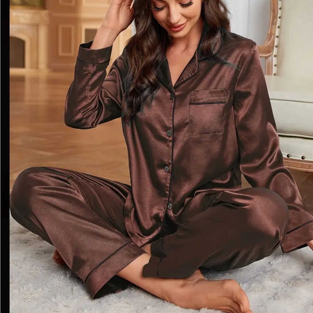 Satin Brown Pajama Set
